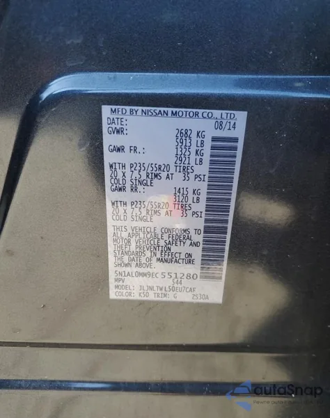 2014 Infiniti Qx60 из США, поврежденный, VIN 5N1AL0MM9EC551280